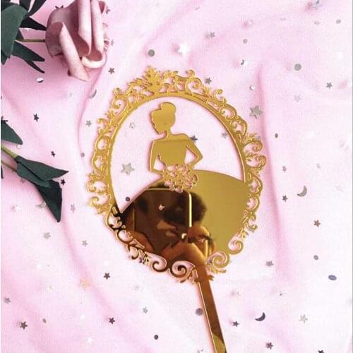 Princess Acrylic Cake Topper Bride Wedding Cupcake Topper Happy Birthday Baby Shower Party Cake Top Flag Decorations Supplies
