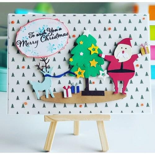 Merry Christmas Santa Claus Christmas Tree Metal Cutting Dies for Scrapbooking and Cards Making Embossing Craft Dies