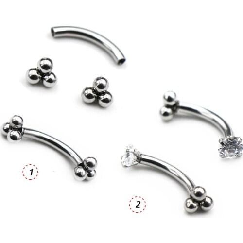 1Pc 1.2x8mm Ball Banana Ring Belly Daith Helix Earring Body Jewelry Stainless Steel Eyebrow Rings Piercing Stud Curved Barbell