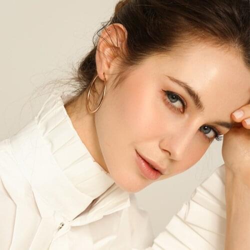 ZHOUYANG Hoop Earrings For Women Big Circle Classic Style Various Size Rose Gold Color Fashion Jewelry E093