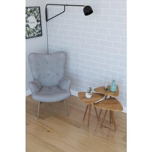 Modern 3'lü Triangle Zigon Coffee table and Serving Stand-Oak coffe table table bassee