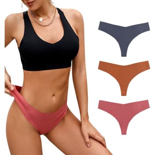 1Pcs Nylon European Style No Trace Breathable T-back Low-Waist Sexy Pure Color Women Underwear Panties