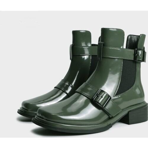 Spring & Winter Womens Boots Martin Boots Womens Shoes Lace-Up Thick Flat Heels Boots Preppy Style 2 Style Lining OULYYYOGO