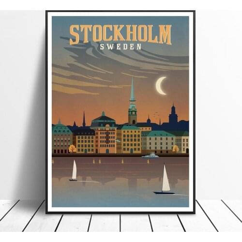 VINTAGE STOCKHOLM SWEDEN Painting Canvas poster Wall Art Pictures for Living Room Home Decoration No Frame