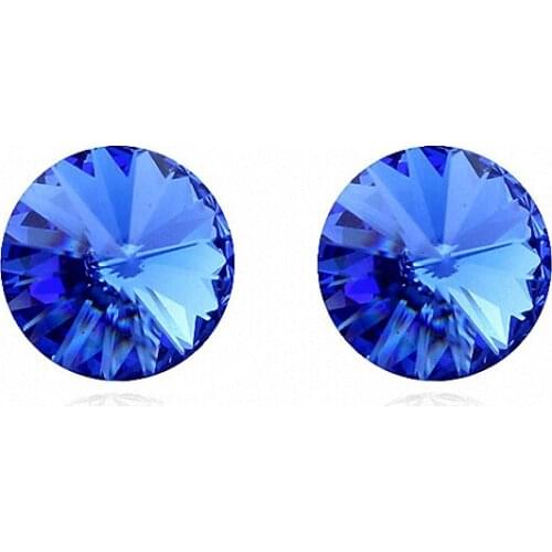 7 Colors Real Austrian crystals Stud earrings for women gold Color Earrings s New Sale Hot Round 96555Blue