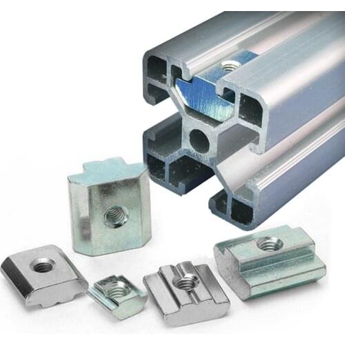 100pcs 50pcs 20S 30S Series M3 M4 M5 M6 T Block Square Nuts T-Track Sliding Hammer Nut for 2020 3030 Aluminum Extrusion Profile