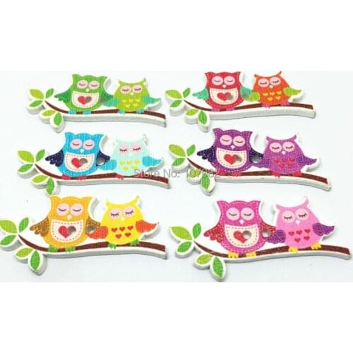 1000pcs Wood Owls Buttons 40x15mm Couple Owl Pattern Sewing Accessories Scrapbooking Embellishments Crafts Button