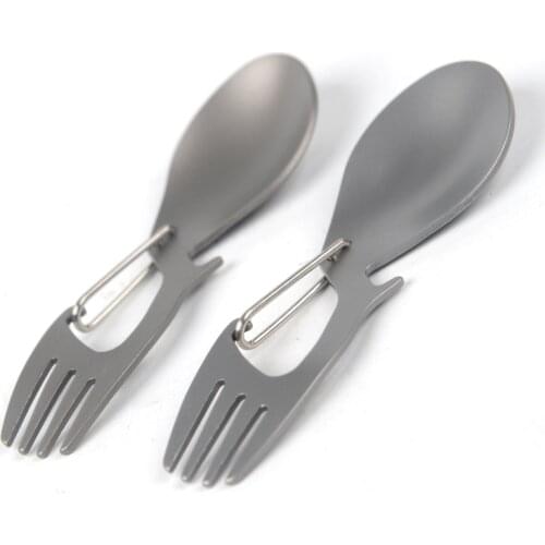 2 in 1 Outdoor Camping Picnic Multi-functional Fork Spoon Hiking Tableware
