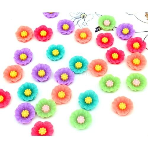 250pcs rare Poppy Flower Cabochon Resin mix color 19mm 2 tones