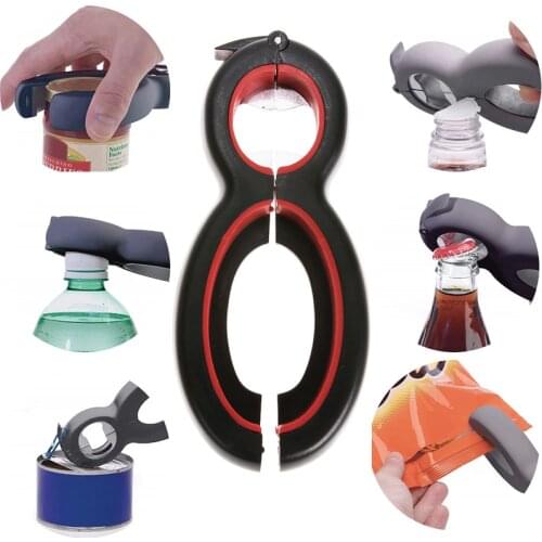 6 In 1 Multi Function Can Beer Bottle Opener All In One Jar Gripper Can Beer Lid Twist Off Jar Wine Opene Claw VIP Dropship