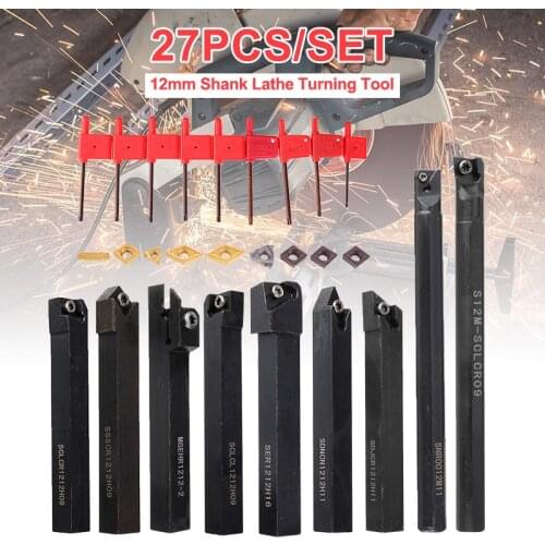 9 Set Lathe Boring Bar Turning Tool Holder 12mm Shank With Carbide Inserts Profiling Bar For Lathe Turning Machine Operations