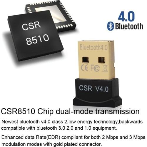 YUNCLOUD Bluetooth Adapter Mini USB Wireless Bluetooth Dongle V4.0 CSR Dual Mode Music Sound Receiver For Windows 10 7