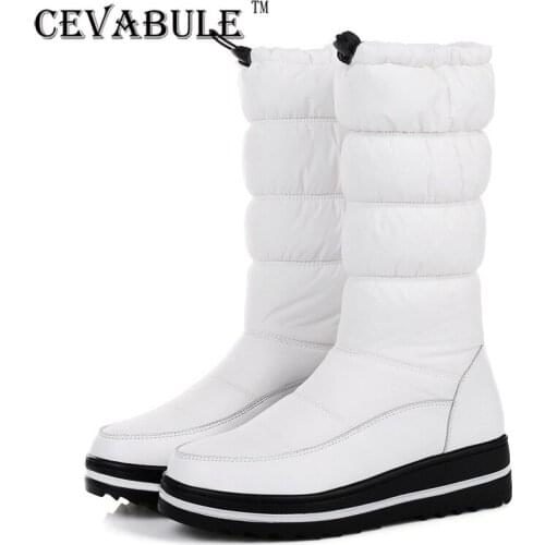 CAVABULE Sleeve Down Cloth Mid-boot Snow Boots Slope with Casual Boots Lady Boots Over The Knee Boots Womens Platform Boots TYX