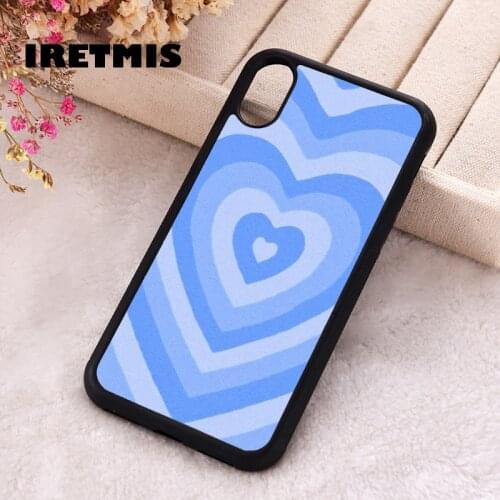 Iretmis 5 5S SE Phone Cover Case for iPhone 6 6S 7 8 Plus X Xs XR 11 12 Mini Pro Max Rubber Silicone Aesthetic Blue Latte Heart