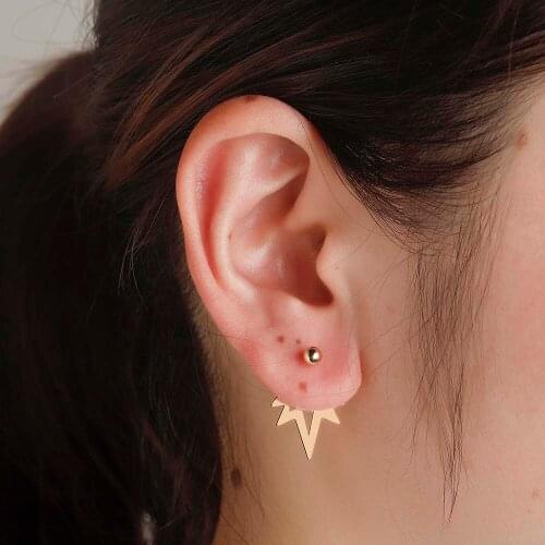 CHENGXUN Piercing Falling Star Stud Earrings for Women Girls Two Sided Front Back Earrings Lady Jewelry for Friends Gift