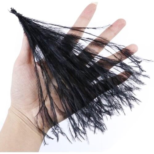 Black Ostrich Feathers Tassel hair 10-15cm/15-18cm DIY Jewelry Earring Decoration Clothing Dress Accessory Ostrich Plumes