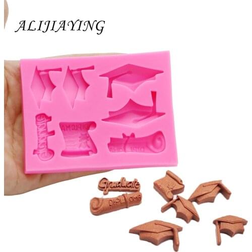 DIY Graduation doctor hat Fondant Sugarcraft Silicone Mould Cake Decoration Tools chocolate Polymer Clay Resin Mold D1415