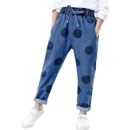 Jeans For Girl Dot Kids Jeans For Girls Casual Loose Jeans For Kids Fall Fashion Childrens Winter Denim Pants Christmas Gift