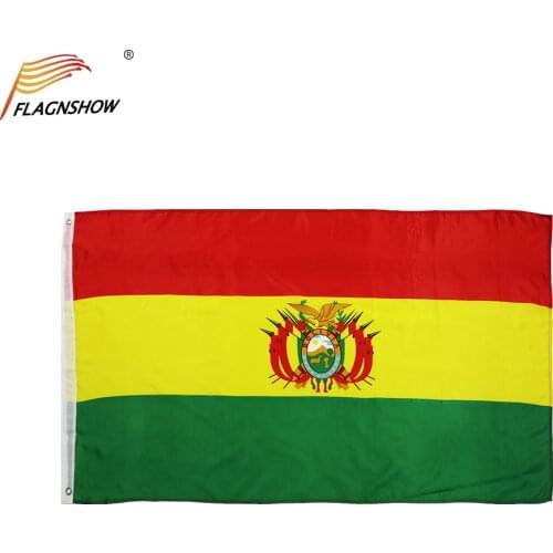 Flagnshow Bolivia Flag One Piece 3X5 FT Hanging Polyester Bolivian National Banner with Brass Grommets