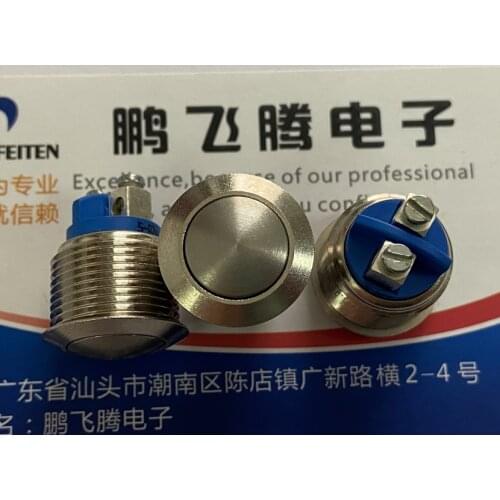 French APEM AV1630C910 sealed metal round security button switch 2 feet often open hole 16mm