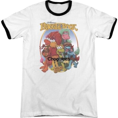 Fraggle Rock Group Hug Unisex Adult Ringer T Shirt for Men and Women