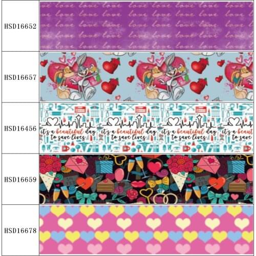 HSDCraft Free shipping 25MM 38MM 75MM Heat Transfer Printed Grosgrain ribbon for diy hair bow