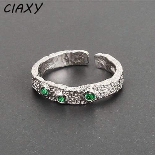 CIAXY 925 Sterling Silver Irregular Rough Design Zircon Rings for Women Personality Random Open Ring 2021 Fashion Jewelry