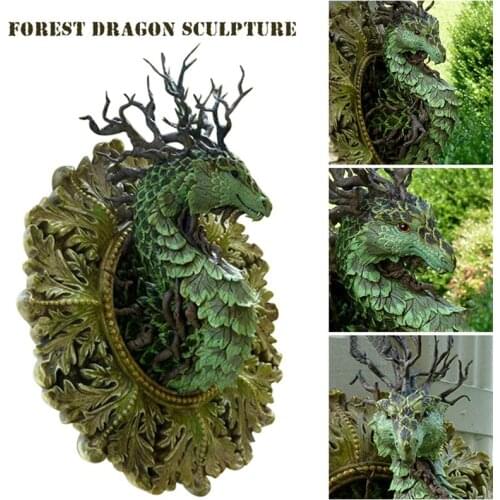 Forest Dragon Resin Figurines Wall Decor for Home Indoor Outdoor Patio Porch Garden Decor Sculpture for Dragon Lovers