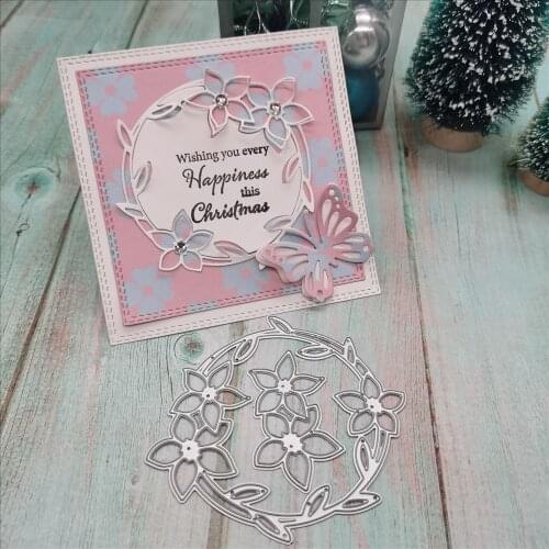 LIOJU Round leaves wreath metal cutting dies cut die New mold leaf Scrapbook paper craft knife mould blade punch stencils die