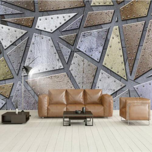 Metallic geometric figures 3D Wallpapers for wall 3d Wall Paper Vintage Decorative Painting Backdrop Home Improvement