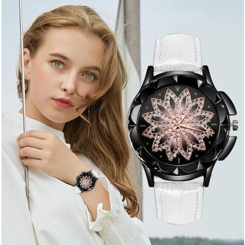 Fashion Women Watches Ladies Clock Luxury Rose Gold Rhinestone Flower Designer Womens Quartz Wrist Watches relogio feminino