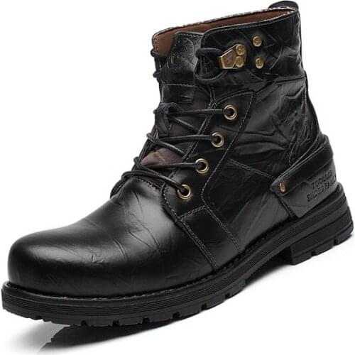 Men Tactical Combat Shoes Leather Boots EU 38-44 New England Men Winter Casual Lace-Up Shoes Nice