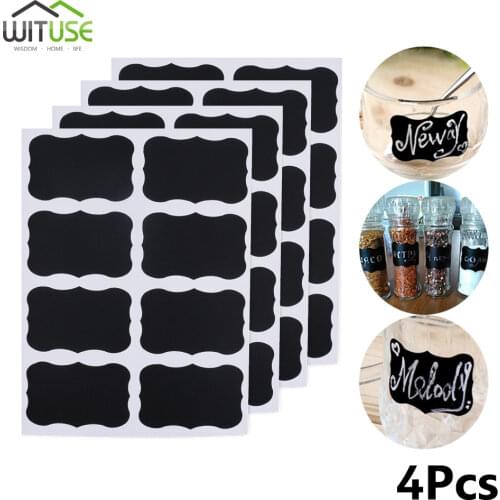 32pcs/4 Sets Black Blackboard Sticker Chalkboard Kitchen Spice Label Stickers Home Jars Bottles Tags Blackboard Labels Stickers