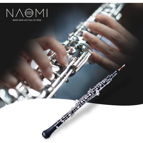 NAOMI Professional C Key Oboe Semi-automatic Style Nickel-plated Keys Woodwind Instrument with Oboe Reed Gloves Leather Case