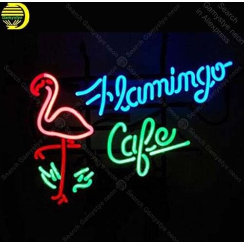 Flamingo Cafe Neon Signs Custom Neon Light Sign Beer Bar Real Glass Neon Sign Lamps Home Bedroom Room Decor Beer Handcraft Art