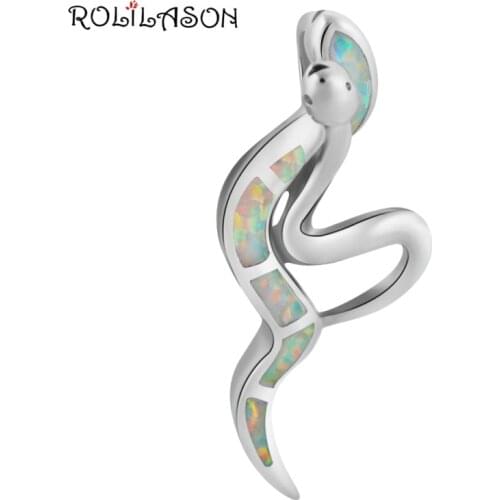 New come Digital Snake Wholesal Retail White Fire Opal Silver Stamped Necklace Pendants Fashion jewelry OP497