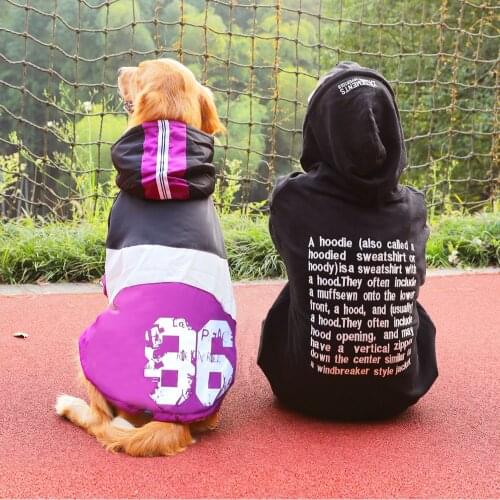 Pet Dog Clothes Large Dog Coat Purple Warm Cotton-padded Two Feet Clothes Thicken Hoodie Coat Dogs Jacket Overalls Pet Clothes