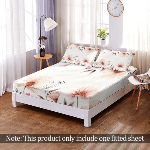 Custom Elastic Band Bed Sheet 3D Print Fashion Spring Plant Flower Fitted Sheet Queen King Size Home Bedroom Decoration Adult