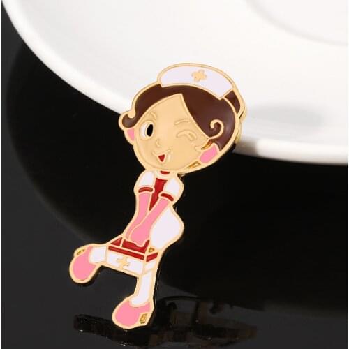 Pink Nurse Enamel Pin Fashion Cute Cartoon Nurse Hospital Doctor Professional Casual Badge Lapel Brooch Pins Jewelry Friend Gift