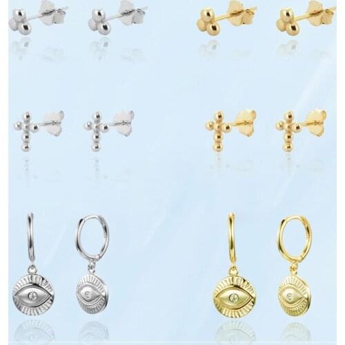 2021 Simple Fashion Fine Needle Stud Earrings For Women New Retro Stainless Steel Hoop Earrings Female Daily Wear Metal Jewelry