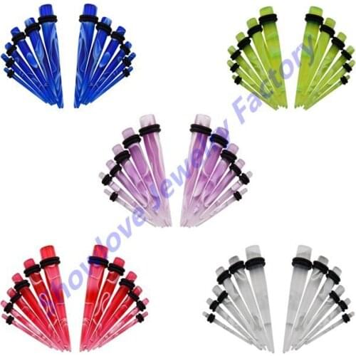 Showlove 12pcs/lot Acrylic Ear Expander Plugs Stretchers Gauge Piercing Marble Ear Taper