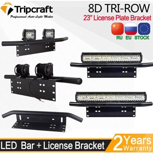 TRIPCRAFT 4/17/20/23in Led work Light bar 20'' offroad LED light bar 4x4 car light &23'' License Plate Bracket Bull Bar 12v 24v