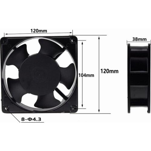Gdstime 10 pcs AC Cooling Fan 120mm Metal Case 120x120x38mm Ball Bearing Without Connector 12cm Axial Fan 220V 240V AC