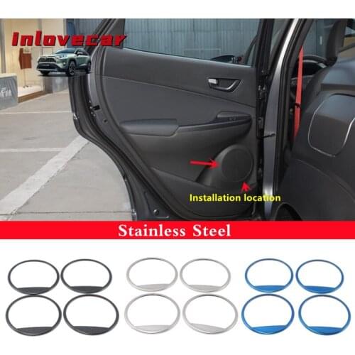 For Hyundai Kona Encino Kauai 2017-2020 Inside Side Door Audio Speaker Sound Ring Decorative Trim Cover Car-Styling Accessories