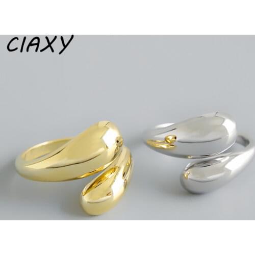 CIAXY 925 Sterling Silver Geometric Smooth Rings for Women Couple Wedding Ring Korean Trendy Jewelry 2021 Valentines Day Gifts