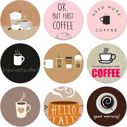 Coffee Wine Cup book Icons Pins Badge Decoration Brooches Metal Badges For Clothes Backpack Decoration 58mm