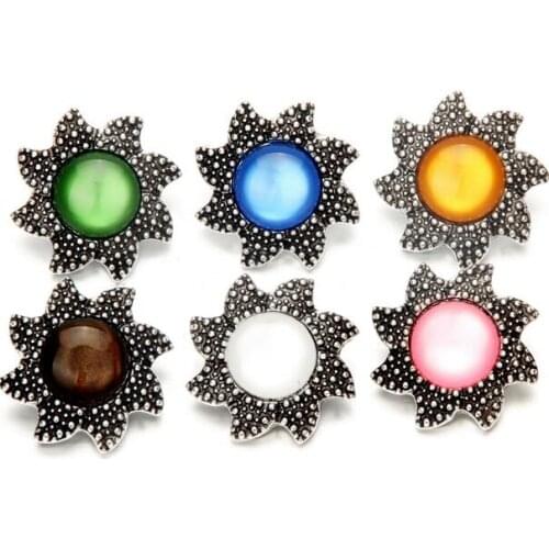 10PCS/lot High quality metal snap button snap jewelry 18mm crystal flower colorful snaps jewelry fit for snap bracelet bangle