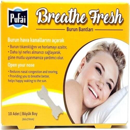 Pufai Breathe Fresh Nasal Strips Breathe Right Large Size 66mm 19 mm 10 Pieces