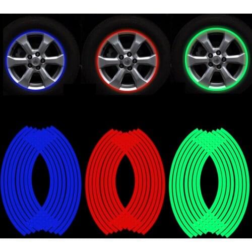 16 PCS Universal Waterproof Motorcycle Wheel Rim Reflective Stickers Moto Bicycle Decal 17'/18' for Honda YAMAHA SUZUKI
