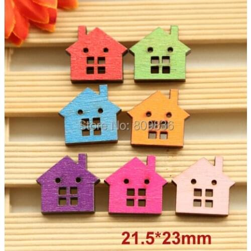 30pcs/lot Candy colors house design wood button for diy,garment wooden button,embellishment sewing accessories(ss-632)